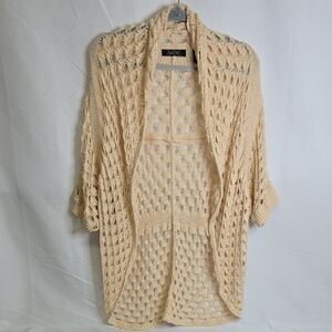 Crystal-Kobe Open Front Loose Knit Cardigan, Beige, Women's Size XL